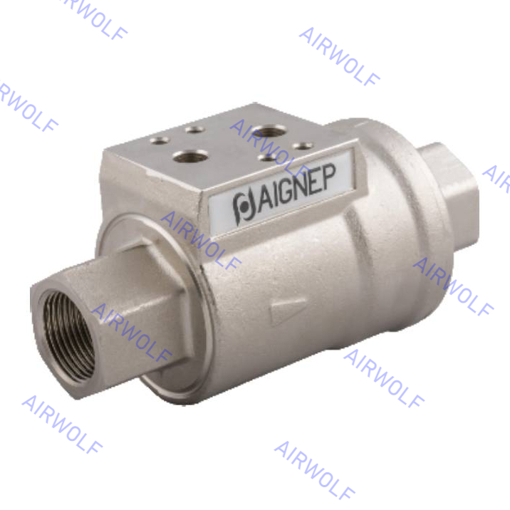 AIGNEP Pneumatic Coaxial Valve 2/2way with Max. Control Pressure 10 bar Stainless Steel Body for Dry Compressed Air